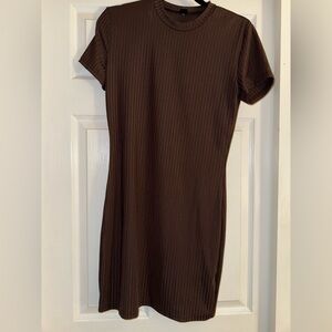 SHEIN Chocolate Ribbed Mini Dress